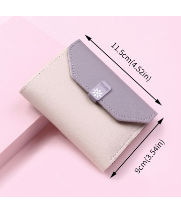 2022 New Women Wallets Printed Daisy Female Zipper Leather PU Mini Key Chain Ladies Small Card Holder Girls Coin Purse