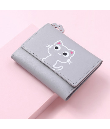 Women Wallet Cute Cat Short Wallet Leather Small Purse Girls Money Bag Card Holder Ladies Female Hasp Creative Fashion Wallet